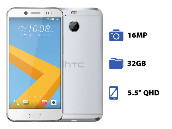 Smartphone HTC 10 EVO:
Procesador Snapdragon 810 (hasta 2.0 Ghz),
Memoria RAM de 3GB, Almacenamiento de 32GB,
Pantalla LED Multi Touch de 5.5