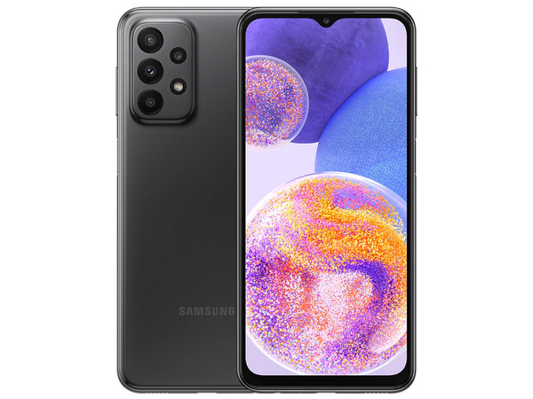 Smartphone Samsung Galaxy A23:
Procesador Octacore (hasta 1.9GHz),
Memoria RAM de 4GB, Almacenamiento de 128GB,
Pantalla LCD TFT de 6.6