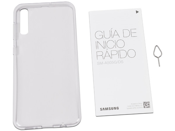 Smartphone Samsung Galaxy A50:
Procesador Octa Core (hasta 2.3GHz),
Memoria RAM de 4GB,
Almacenamiento de 64GB,
Pantalla Super AMOLED de 6.2