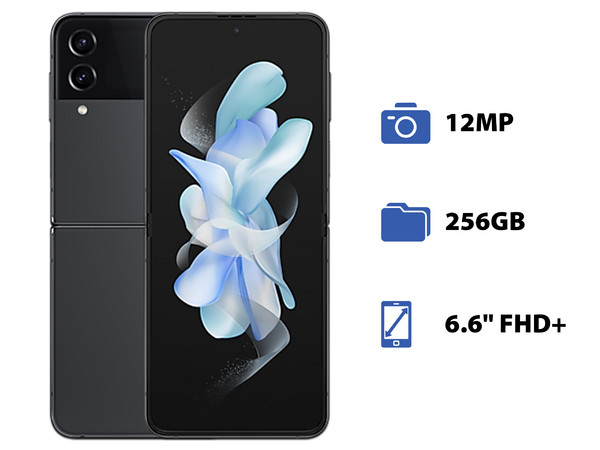 Smartphone Samsung Galaxy Z Flip 4:
Procesador Qualcomm Snapdragon 8+ Gen 1 (3.2 GHz),
Memoria RAM de 8GB, Almacenamiento de 256GB,
Pantalla Dynamic AMOLED 2X 6.6