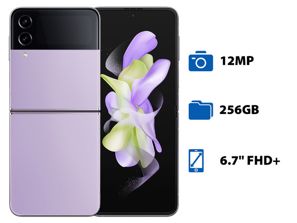 Smartphone Samsung Galaxy Z Flip 4:
Procesador Octa-Core (hasta 3.18GHz),
Memoria RAM de 8GB, Almacenamiento de 256GB,
Pantalla AMOLED Multi-Touch de 6.7