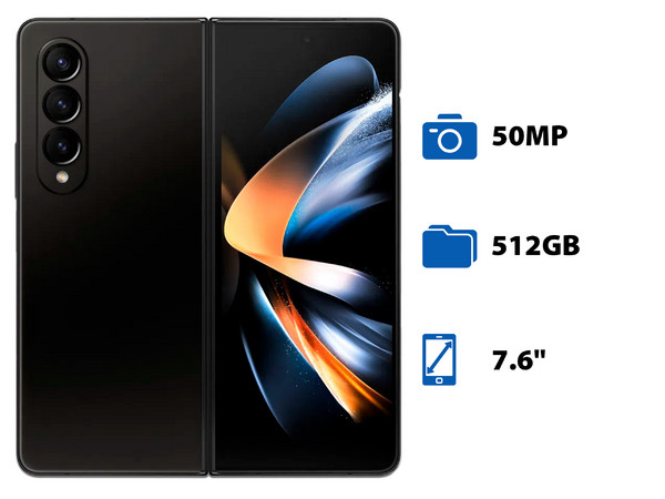 Smartphone Samsung Galaxy Z Fold4:
Procesador Snapdragon 8+ Gen1 Octa-Core (hasta 3.18 GHz),
Memoria RAM de 12GB,
Almacenamiento de 512GB,
Pantalla Dynamic AMOLED de 7.6