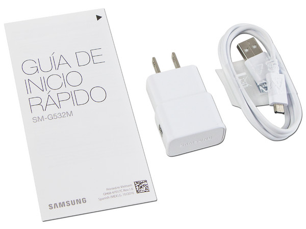 Smartphone Samsung Galaxy Grand Prime +:
Procesador Quad Core (1.4 GHz),
Memoria RAM de 1.5GB, Almacenamiento de 8GB (expandible con microSD),
Pantalla 5.0