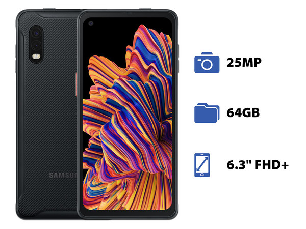 Smartphone Samsung Galaxy XCover Pro:
Procesador Octa core (hasta 2.3GHz),
Memoria RAM de 4GB, Almacenamiento de 64GB,
Pantalla LED Multi Touch de 6.3