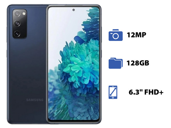 Smartphone Samsung Galaxy S20 FE:
Procesador Exynos 990 Octa Core (hasta 2.73 GHz),
Memoria RAM de 6GB, Almacenamiento de 128GB,
Pantalla Super AMOLED de 6.3