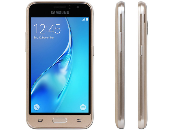 Smartphone Samsung Galaxy J1:
Procesador Quad Core (1.2 GHz),
Memoria RAM de 1 GB, Almacenamiento de 8GB (expandible con microSD),
Pantalla 4.5
