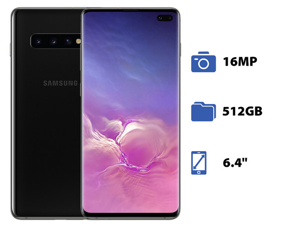 Smartphone Samsung Galaxy S10 Plus:
Procesador Octa Core (hasta 2.0GHz),
Memoria RAM de 8GB, Almacenamiento de 512GB,
Pantalla AMOLED de 6.4