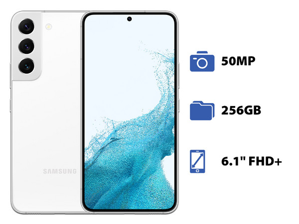 Smartphone Samsung Galaxy S22 5G:
Procesador Octa Core (hasta 2.99 GHz),
Memoria RAM de 8GB, Almacenamiento de 256GB,
Pantalla AMOLED de 6.1