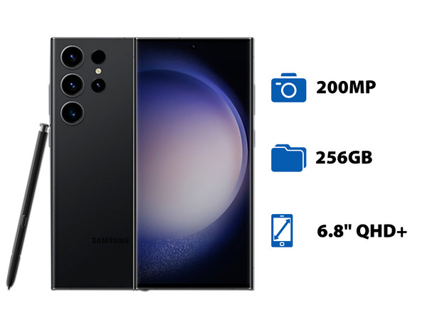 Smartphone Samsung Galaxy S23 Ultra:
Procesador Octa-Core (hasta 3.36 GHz),
Memoria RAM de 12GB,
Almacenamiento de 256GB,
Pantalla AMOLED Multi-Touch de 6.8