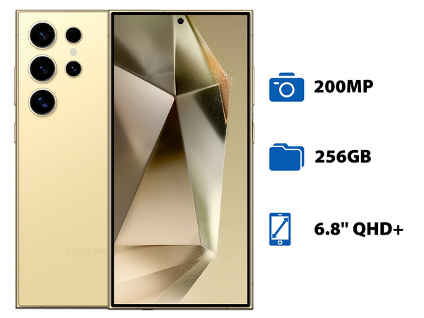 Smartphone Samsung Galaxy S24 Ultra:
Procesador Octa-Core (hasta 3.39 GHz),
Memoria RAM de 12GB, Almacenamiento de 256GB,
Pantalla Dynamic AMOLED de 6.8