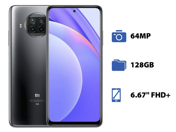 Smartphone Xiaomi Mi 10T Lite:
Procesador Snapdragon 750G (hasta 2.20 GHz),
Memoria RAM de 6GB, Almacenamiento de 128GB,
Pantalla LED Multi Touch de 6.67