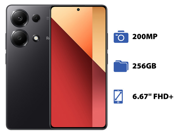 Smartphone Xiaomi Redmi Note 13 Pro:
Procesador MediaTek Helio G99 Ultra (hasta 2.2 GHz),
Memoria de RAM de 8GB,
Almacenamiento de 256GB,
Pantalla AMOLED Multi-Touch de 6,67