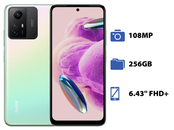 Smartphone Xiaomi Redmi Note 12s:
Procesador Octa Core (hasta 2.05 GHz),
Memoria RAM de 8GB, Almacenamiento de 256GB,
Pantalla AMOLED de 6.43