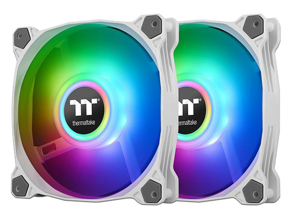 Kit de 2 Ventiladores Thermaltake Pure Duo, iluminación LED RGB, 120mm. Color Blanco.