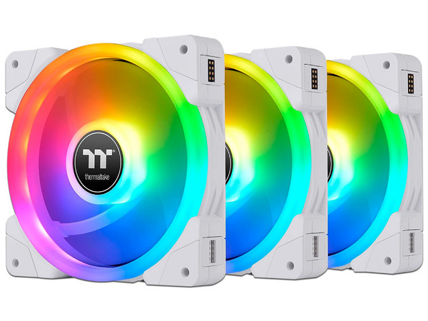 Kit de 3 Ventiladores Thermaltake Swafan EX12 RGB de 120mm. Color Blanco.