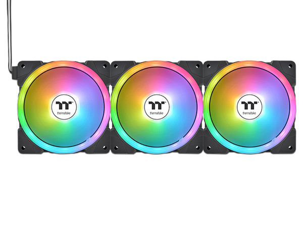 Kit de 3 Ventiladores Thermaltake Swafan EX12 ARGB Sync de 120mm. Color Negro.