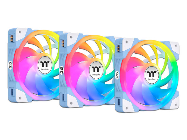 Kit 3 Ventiladores Thermaltake SWAFAN EX12, ARGB, Conexion magnetica, Aspas reversibles, Color Azul.