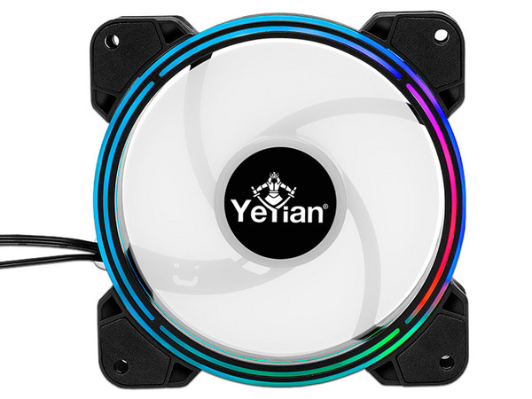 Kit de 3 ventiladores ARGB Yeyian YCF-3KFS-01, de 120mm, Incluye hub, control remoto y 2 tiras LED ARGB.