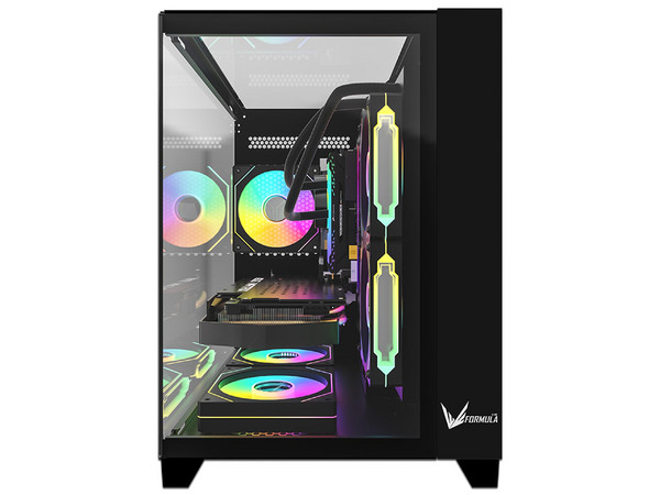 Gabinete Gamer Formula Crystal Z9M Floe, Mid-Tower, Ventiladores 5 x 120mm, (No incluye fuente de poder), Color Negro.