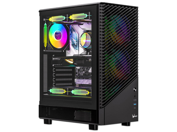 Gabinete Gamer Formula Mana Geometry, Mid-Tower, ATX, (No incluye fuente de poder), Color Negro.