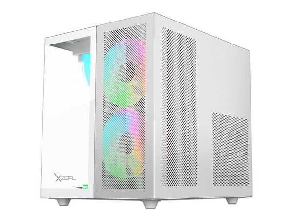Gabinete Gamer Xzeal Cubo XZGAMC1W, Micro ATX, Mini ITX, ARGB, (sin fuente de poder). Color Blanco.