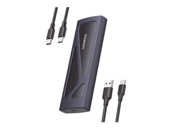Gabinete Carcasa de Aluminio USB 3.2 de Unidad de estado solido NVME M.2 de hasta 2TB Externo con UASP, S.M.A.R.T., TRIM, ESD incorporado, Soporta M Key y B Key. Color Negro