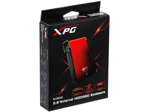 Gabinete XPG EX500 para SSD ó HDD de 7mm y 9.5mm, Convierte tu SSD (SATA) en un Disco Externo USB 3.0. Color Rojo.