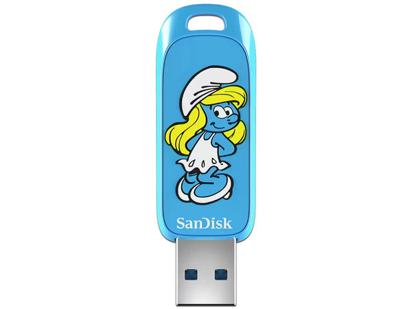 Memoria USB SanDisk 256GB, USB 3.2, Lectura 130MB/s, Edición Smurfs Pitufina, Modelo SDCZIS-256G-G46.