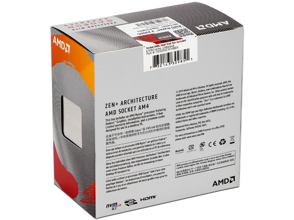 Procesador AMD Ryzen 3 3200G, 3.6 GHz (hasta 4.0 GHz) con gráficos Radeon Vega 8, Socket AM4, Quad-Core, 65W.