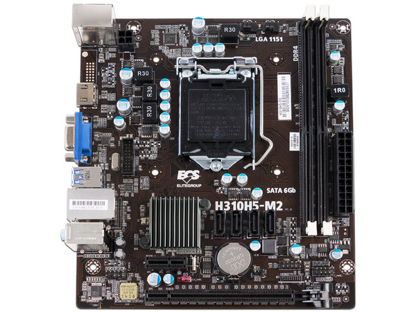 T. Madre ECS H310H5-M2, Chipset Intel H310,
Soporta: Core i7 / i5 / i3 / Pentium / Celeron de 8va. Gen., Socket 1151,
Memoria: DDR4 2666/2400 MHz, 32GB Max,
Integrado: Audio HD, Red,
USB 3.0, SATA 3.0.
Micro-ATX, Ptos: 1xPCIE 3.0 x16.