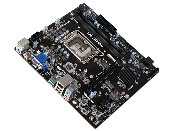 T. Madre ECS H610H7-M2, Chipset Intel H610,
Soporta: Intel 12va Generación de Socket 1700,
Memoria: DDR4 3200/2666/2133 MHz, 64GB Max,
Integrado: Audio HD, Red,
USB 3.2, SATA 3.0,
Micro-ATX, Ptos: 1xPCIEx16 y 1xPCIEx1.