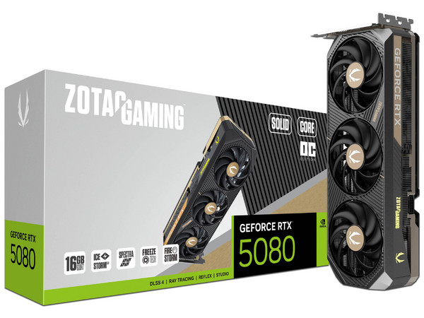 Tarjeta de Video NVIDIA GeForce RTX 5080 Zotac SOLID CORE OC, 16GB GDDR7, 1xHDMI, 3xDisplayPort, PCI Express 5.0.