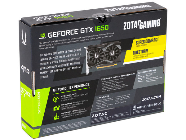 Tarjeta de Video NVIDIA GeForce GTX 1650 ZOTAC AMP, 4GB GDDR6, 1xHDMI, 1xDVI, 1xDisplayPort, PCI Express 3.0