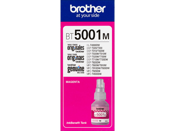 Botella de Tinta Brother, color Magenta, Modelo: BT-5001M, Alto Rendimiento.