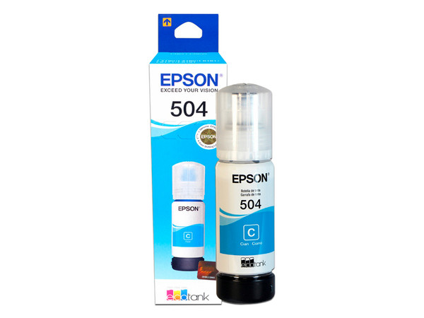Botella de Tinta Epson 504, Cian, Modelo: T504220-AL.