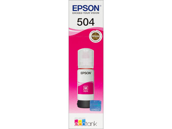 Botella de Tinta Epson 504, Magenta, Modelo: T504320-AL.