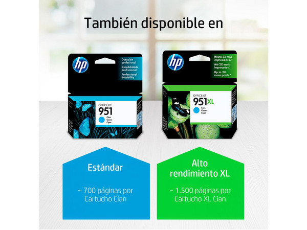 Cartucho de tinta HP 951XL Cian Original (CN046AL).