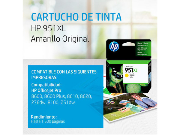 Cartucho de tinta HP 951XL Amarillo Original (CN048AL).