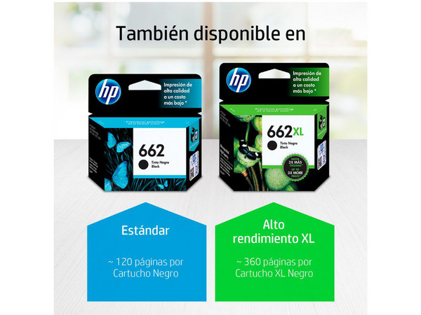 Cartucho de tinta HP 662XL negra Original (CZ105AL).