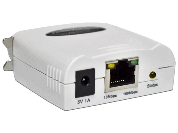 Servidor de Impresión de puerto paralelo, 1 puerto RJ45 10/100 Mbps.