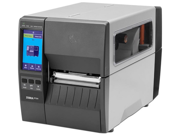 Impresora de Etiquetas Zebra ZT231, Transferencia Térmica, 300 x 300 DPI, con puertos USB, Serial, Ethernet, y USB Host. Color negro, diseñada para impresión de etiquetas de alta calidad