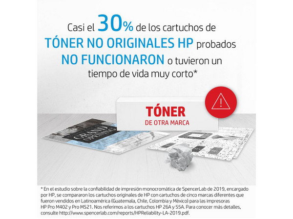 Tóner para impresora HP 26A Negro Laserjet Original (CF226A).
