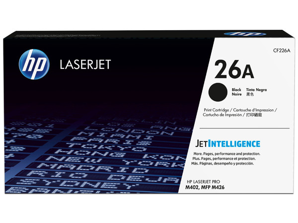 Tóner para impresora HP 26A Negro Laserjet Original (CF226A).