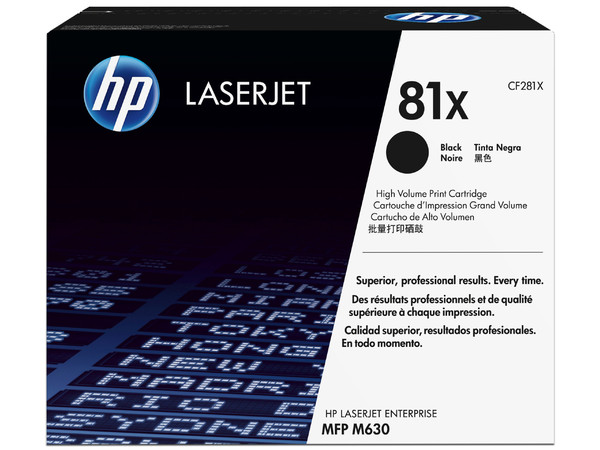 Cartucho de tóner HP 81X Negro Alto rendimiento Laserjet Original (CF281X).