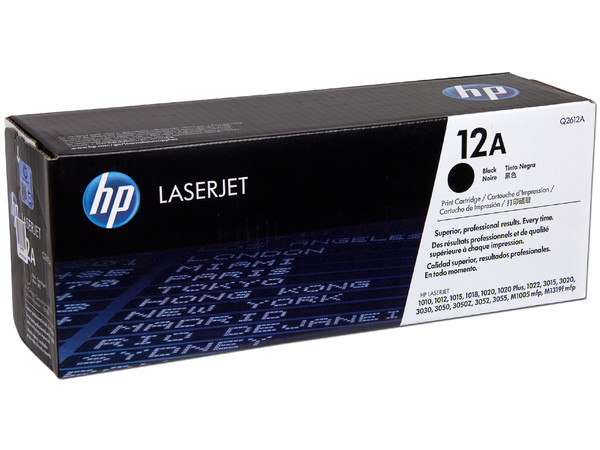 Cartucho de tóner HP 12A Negro Laserjet Original (Q2612A).