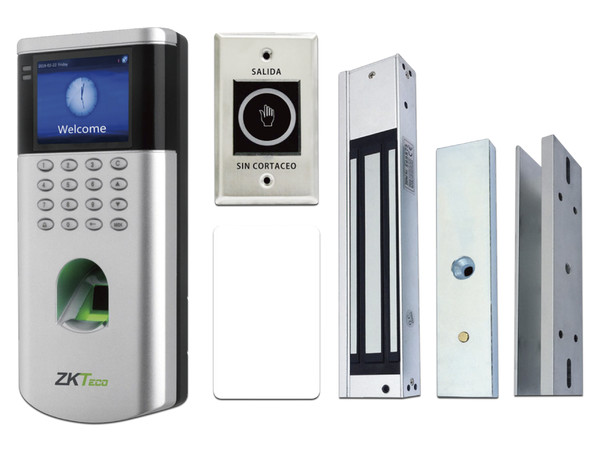 Kit De Control De Acceso ZKTeco LF10KIT Con Lector De Huellas Y Tarjetas. Incluye Electro-imán, Botón De Salida, Montaje Tipo U y 10 Tarjetas ID Delgadas.