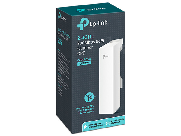 Access Point Inalámbrico TP-LINK CPE210, Externo de Alta Potencia, 2.4 GHz, hasta 300 Mbps, 9dBi.