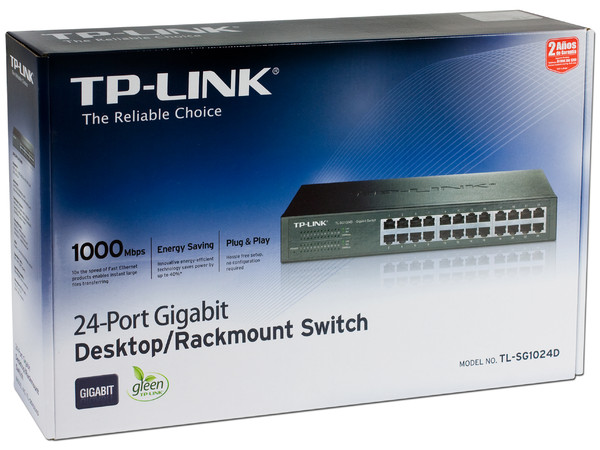 Switch Gigabit TP-Link TL-SG1024D de 24 puertos 10/100/1000 Mbps, para montaje en rack.