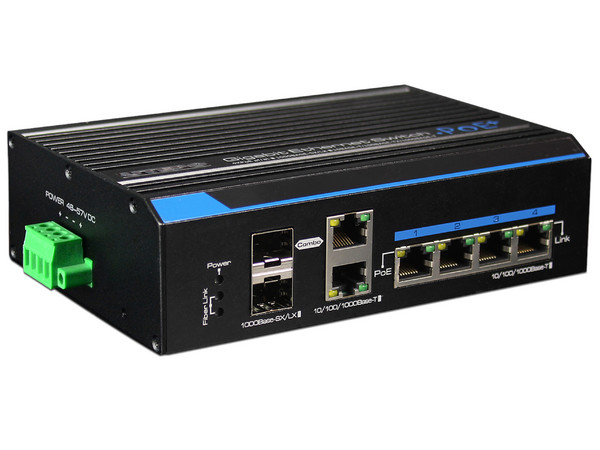 Switch UTEPO UTP7204GE-HPOE con 4 puertos Gigabit Ethernet PoE, 2 SFP, 2 Ethernet.
