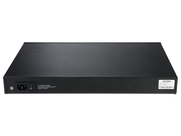 Switch No Administrable Wi-Tek WI-PS526G de 24 puertos 10/100/1000 Mbps y 2 puertos SFP, PoE. Color Negro / Naranja